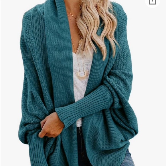 Sweaters - Women's Kimono Batwing Cable Knitted Slouchy Oversized Wrap Cardigan Sweater